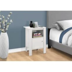 Accent Table/ Side/ End/ Nightstand/ Lamp/ Storage/ Living Room/ Bedroom/ Laminate/ White/ Transitional -Baxton Acme Shop a5301556 2f52 450c b258 8e3854933e3e