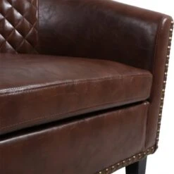 Mid-century Modern Nailhead Accent PU Barrel Chair. - White -Baxton Acme Shop a54c68ee df86 433c 9828 d4b5aad8f0e3