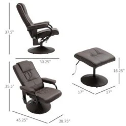HOMCOM Massaging Faux Leather Recliner Chair And Ottoman Set For Living Room, Bedroom, Or Office, Brown - Brown -Baxton Acme Shop a564468f 9b8c 4482 81b2 7d2e29c1eae6