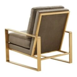 LeisureMod Jefferson Modern Velvet Accent Armchair With Gold Base - Beige -Baxton Acme Shop a5819f6a 4260 4b00 b717 2de504bed58f