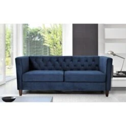 Lisette Velvet 3PCs Living Room Set - Dark Blue -Baxton Acme Shop a5a82f06 31d7 404e 82f4 fa2b5c68e226