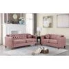 Lory Velvet Kitts Classic Chesterfield Living Room Seat-Loveseat And Sofa - Rose -Baxton Acme Shop a5de2165 a7e9 4c6b 97bc 9f6d8369232a