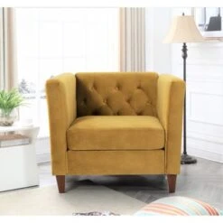 Lisette 33.1'' Velvet Square Arm Chair - Black -Baxton Acme Shop a65af694 39e9 4542 862b e10e6f842761