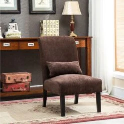 Porch & Den Vista Armless Chenille Accent Chair W/ Kidney Pillow - Red -Baxton Acme Shop a66bdab7 a57d 4500 9d6a 2e7e66f3d418