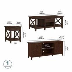 Key West TV Stand With Coffee Table And End Tables By Bush Furniture - Washed Gray -Baxton Acme Shop a70ef64b 59ec 4217 94e9 d0b0e25469e2