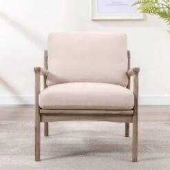 24.4" Wide Wood Frame Accent Armchair For Living Room - Tan -Baxton Acme Shop a711edb8 bcb9 43e6 8f60 a4ae0a835d8d