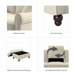 Hudson 85W Sofa With Loveseat, Chair, And Ottoman By Bush Furniture - Charcoal Gray Herringbone -Baxton Acme Shop a7c082c6 9884 48e5 ae49 6b35e5a5cdc7