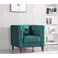 Fancher Kittleson Classic Chesterfield Chair - Dark Blue -Baxton Acme Shop a7f7e50e 38a6 4943 a240 4ca3e470973e