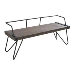 Stefani Industrial Dining/ Entryway Bench - Stefani Bench In Antique Metal/Walnut Wood -Baxton Acme Shop a8764e03 66c4 462f b23a 3b9c9389e823