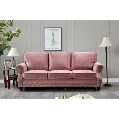 Suffield Velvet Nailhead 2-Piece Set-Loveseat & Sofa - Pink 14 Suffield Velvet Nailhead 2-Piece Set-Loveseat & Sofa - Pink - Image 12