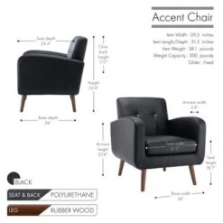 Porthos Home Suri Accent Chair, Fabric Or PU Upholstery, Rubberwood Legs - Blue Fabric -Baxton Acme Shop a8e55a46 4423 4f09 9037 5403b68bfd04