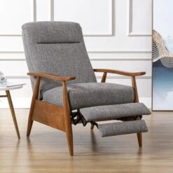 Taylor Wood Arm Push Back Recliner In Performance Fabric By Greyson Living - Sea Oat -Baxton Acme Shop a98912bc 91ca 4750 a773 2b58946e9602