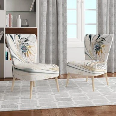 Designart 'White Stained Glass Floral' Upholstered Floral Accent Chair - Side Chairs 8 Designart 'White Stained Glass Floral' Upholstered Floral Accent Chair - Side Chairs - Image 6