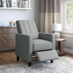 Copper Grove Linen Button Tufted Push Back Recline - Heather Grey -Baxton Acme Shop a9b94a95 dce9 403e afd2 7f50f823aec2