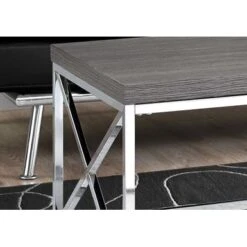 Coffee Table/ Accent/ Cocktail/ Rectangular/ Living Room/ 44"L/ Metal/ Laminate/ Grey/ Chrome/ Contemporary/ Modern -Baxton Acme Shop aa3c065a 8013 4831 9b61 6f2a436f5348
