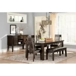 Dark Brown Haddigan Large Upholstered Dining Room Bench -Baxton Acme Shop aa4320f8 07d4 4646 a839 e507b2f98628