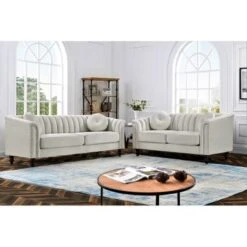 Hills Tufted Back Nailhead 2PCS Living Room Set - Rose -Baxton Acme Shop aa959914 ec32 4dd2 8940 96cc1ebcd36e