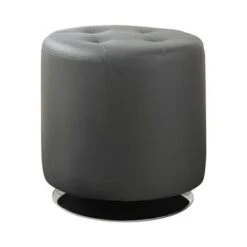 Round Upholstered Ottoman Grey -Baxton Acme Shop aac3ac97 5454 4da9 9ba8 2400cd7376de