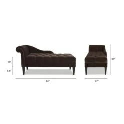 Harrison Tufted Roll Arm Chaise Lounge - Jet Black Woven -Baxton Acme Shop aac81add 52b0 4ee3 92c2 e688a686b361