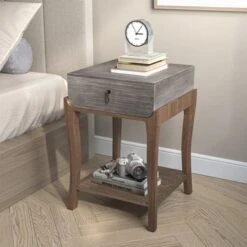 COSIEST Nightstands With 1-Drawer And Storage Shelf - Walnut-2PCS -Baxton Acme Shop aad8fbbf 73e1 4127 be0f 67522edd5c2e