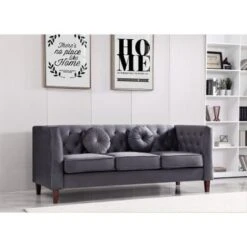 Fancher Kittleson Classic Chesterfield Sofa - Dark Blue -Baxton Acme Shop abd8e46b 6b9a 450d 9007 7a8c2ef35d79