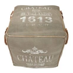 Fabric Rustic Pouf Paris 17 X 21 X 21 - Grey -Baxton Acme Shop abe12684 71eb 40f6 b0eb 88793eed24e2