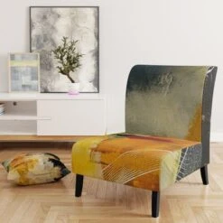 Designart "End Of The Orange Rainbow II" Upholstered Modern Accent Chair - Arm Chair - Arm Chair -Baxton Acme Shop abe1a112 8c54 4988 9202 0dbb8c57b92b