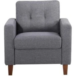 Gabrielo 35.2'' Linen Square Armchair - Dark Grey -Baxton Acme Shop abea8a0e e55e 436a 8cec b41db2295fb9