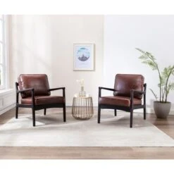 24.4" Wide Wood Frame Accent Armchair For Living Room - Tan -Baxton Acme Shop ad0b1fbe 0851 46fe abed 612d9d6c5a4e