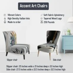 Designart "Flower Shower III" Upholstered Farmhouse Accent Chair - Arm Chair - Arm Chair -Baxton Acme Shop ad365d5c 7d44 43d2 aa2b e2456da44b3a