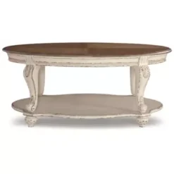 White/Brown Realyn Oval Cocktail Table -Baxton Acme Shop ada7f386 3f4b 40de a0df eb7a876f49c2