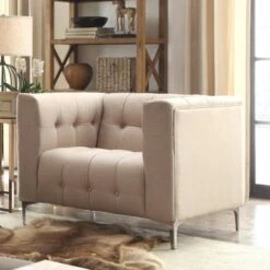 Chic Home Capone Tufted Linen Club Chair - Smoke -Baxton Acme Shop adfa4d9f 37e9 48d0 b40f 5cc0ebad2f16