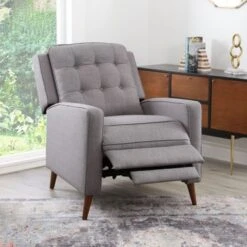 Abbyson Indio Mid Century Pushback Recliner - Grey -Baxton Acme Shop ae75e882 f79b 406f 8b54 6d43a5094954