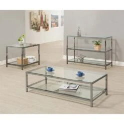 Ontario Coffee Table With Glass Shelf Black Nickel -Baxton Acme Shop affd210e 5e67 4fe0 ac38 78d17c4eddf4