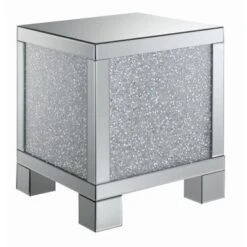 Layton Square End Table Silver And Clear Mirror -Baxton Acme Shop b01b0cda 4998 47f4 a2be 12a23ebdb99b