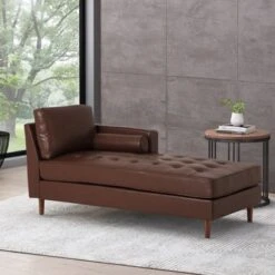 Malinta Contemporary Tufted Chaise Lounge By Christopher Knight Home - 66.75" L X 31.50" W X 33.00" H - Dark Brown + Espresso
