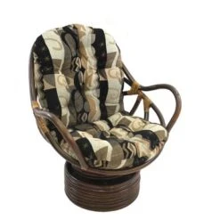 Bali Rattan Rocker Chair With Chenille Cushion - Antiquity -Baxton Acme Shop b1496d02 eef9 433b 8ccf a1d2d26f9c00