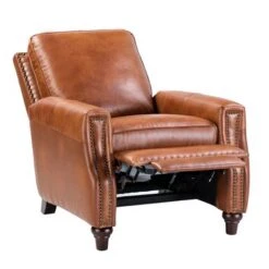 Cigar Mid-century Genuine Leather Recliner With Nailhead Trim By HULALA HOME - CAMEL -Baxton Acme Shop b1660d44 6dd8 4fb0 b2db afc495993bf6