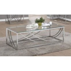 Glass Top Rectangular Coffee Table Accents Chrome