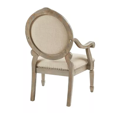 West Exposed Wood Arm Beige Chair 7 West Exposed Wood Arm Beige Chair - Image 5