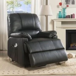 PU Upholstered Recliner With Power Lift And Massage - Beige -Baxton Acme Shop b46711cb fa08 482b b706 71c0403dbd57