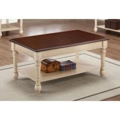 Rectangular Coffee Table Dark Cherry And Antique White