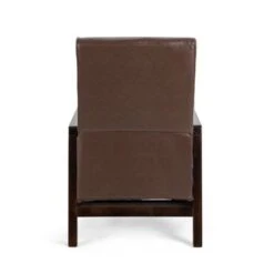 Fernhill Faux Leather Upholstered Pushback Recliner By Christopher Knight Home - Cognac Brown/ Dark Espresso -Baxton Acme Shop b4855d09 8272 4951 a280 8bb30cdaeab5