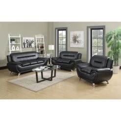 Sanuel 3 Pieces Living Room Sets - Black