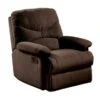 Fabric Upholstered Metal Glider Recliner With Pull Out Handle, Brown -Baxton Acme Shop b54d7cb3 1a9d 4514 9505 cb4e74e6326c