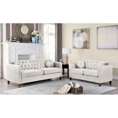 US Pride Lory Velvet Kitts Classic Chesterfield Living Room Set-Loveseat And Sofa - Black 14 US Pride Lory Velvet Kitts Classic Chesterfield Living Room Set-Loveseat And Sofa - Black - Image 12