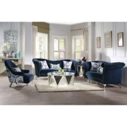 ACME Jaborosa Chair W/1 Pillow, Blue Velvet