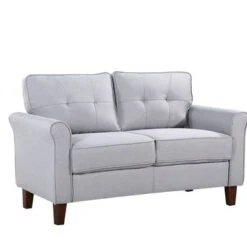 Kouchouk 54.5'' Linen Flared Arm Loveseat - Light Grey -Baxton Acme Shop b65e16db 35d1 41da 9a5a 0c4f922b6256