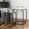 Glitzhome Modern Metal Glass Accent Table Nesting Side Table(Set Of 2) - Octagon-Black -Baxton Acme Shop b6aed40d 9e0a 4c1e b077 aeedb283b5dd