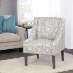 HomePop Swoop Accent Chair In Tonal Gray - Grey -Baxton Acme Shop b6b7760b df9a 4764 ae76 68838652d1df